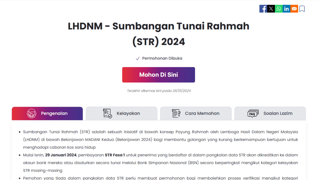 Jadual Pembayaran STR