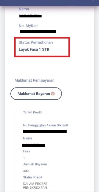 Tarikh Rasmi Pembayaran STR