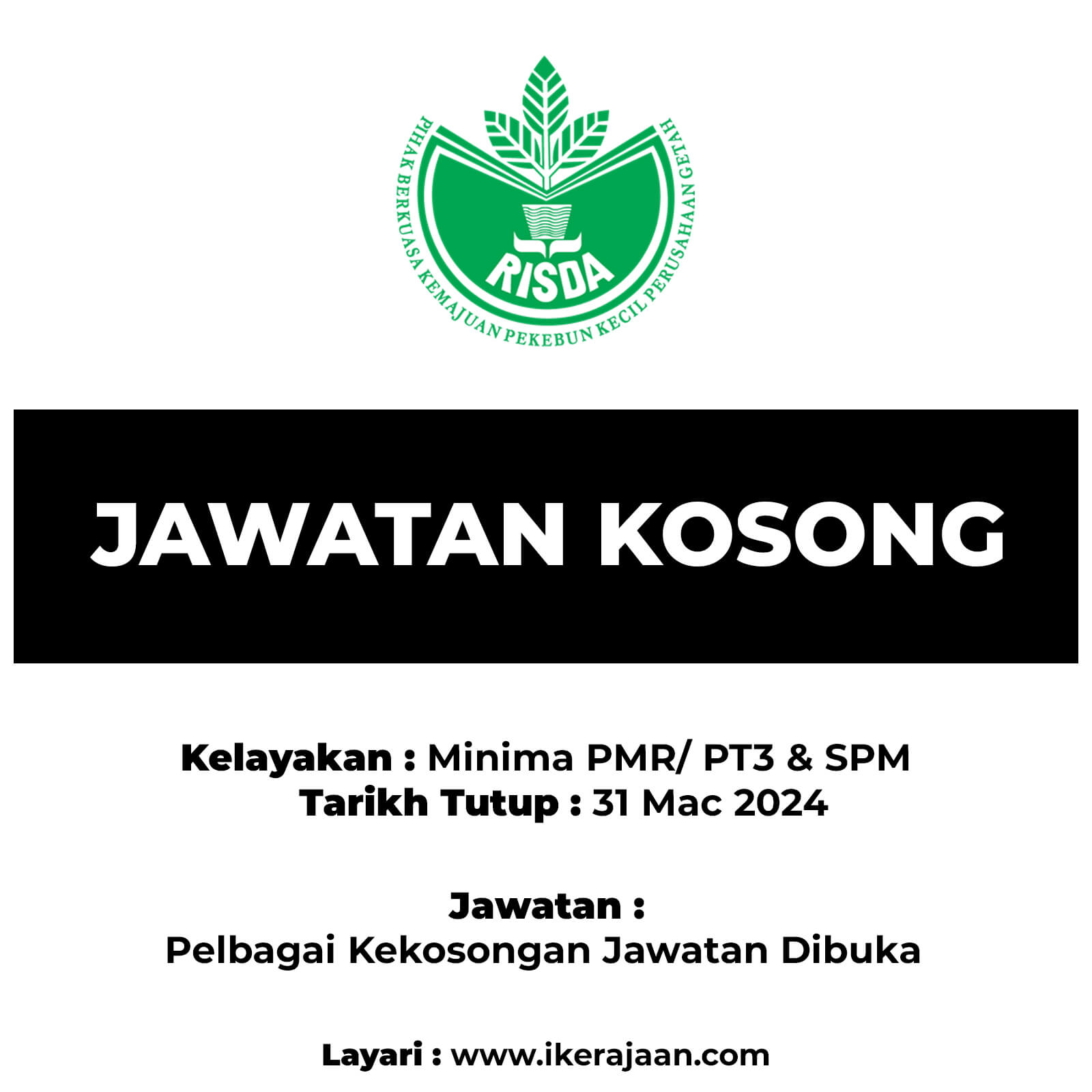 Jawatan Kosong Terkini RISDA