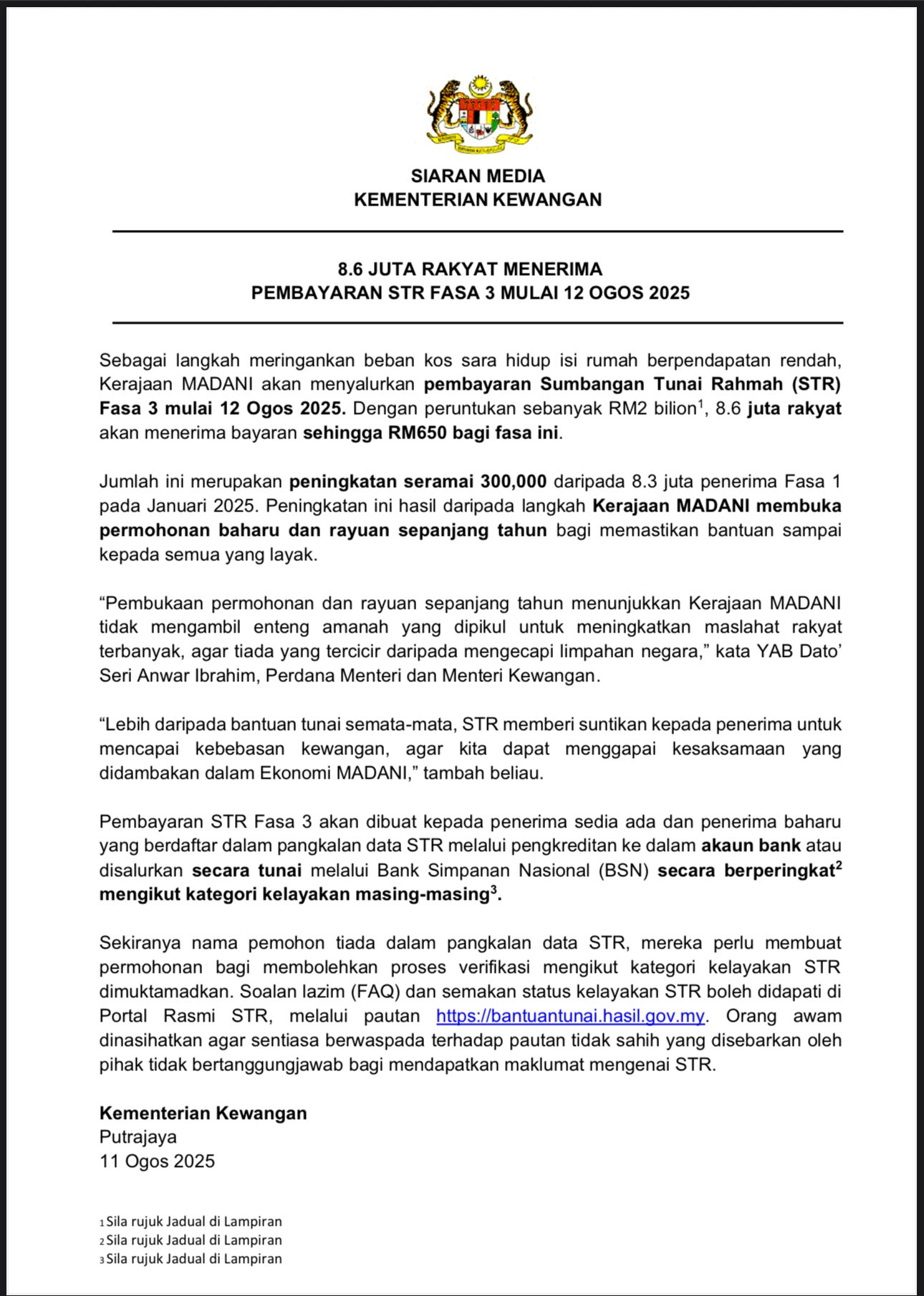 bayaran str 2025 fasa