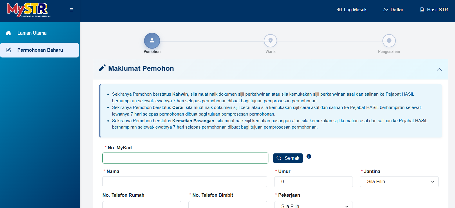 panduan permohonan str